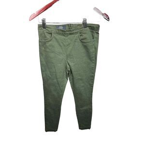 J.Crew Dannie Dark Green Straight Skinny Zipper up Back Pants Size 0